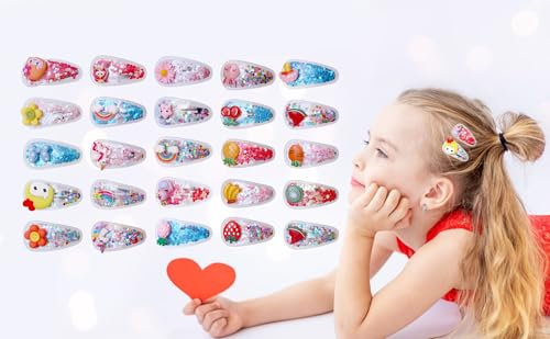 Pinzas para el pelo con purpurina para niñas, flores de frutas y animales, horquillas transparentes, accesorios para el cabello para niños, adolescentes, niños pequeños y mujeres