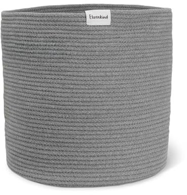 Ehrenkind® Aufbewahrungskorb – Spielzeugkorb für Kinder | In 3 Größen & Farben | Robustes Seilmaterial | Ideal als Wäschekorb oder Spielzeugaufbewahrung | 32x32 cm | Hellgrau