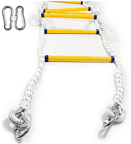 Strickleiter, Notleiter, Brandschutz-Strickleiter, Notleitern mit 2 Haken, einfach einzusetzen/18 m