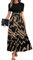MOKBAY Robe Longue Elegant Chic Spring Dress Femme Ete Fleurie Volants de Plage Vente Flash Manche Courte Vintage Marron Col Rond Robe pour Mariage Invité Marron XXL