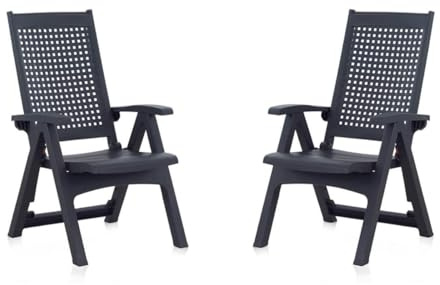Gartenstühle 2er Set - Outdoor Klappstuhl aus wetterfestem Kunststoff - 2 Stühle aus Polypropylen - Klappsessel - 2X Gartenstühle klappbar & wetterfest - für Garten Terrasse & Balkon - Anthrazit