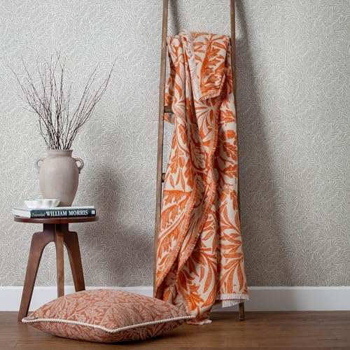 Morris & Co. Acorn Throw – Heritage Faux Mohair Tonal Jacquard Blanket (Brick - 130x170cm)