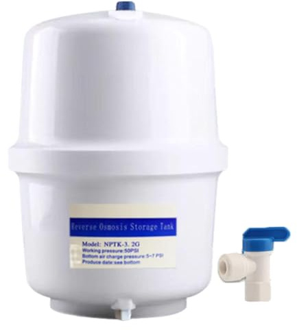 Pitycbo Tanque Presurizado de Agua Diseño Resistente Almacenamiento para Agua Filtrada de Presión Estable Tanque de Expansión de Ósmosis Inversa en PP, Válvula de Bola de 6.35 Mm