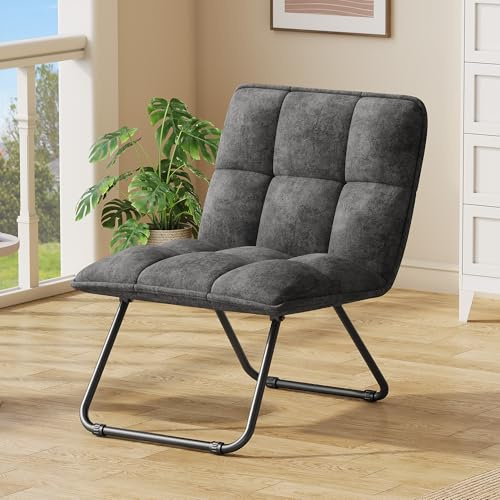 YITAHOME Klappstuhl Sessel Wohnzlmmer, Loungesessel, Ohrensessel, Lesesessel mit Aufbewahrungstasche, Einzelsofa fur Schlafzimmer Arbeitszimmer, Klappbar, mit Griff&Metalrahmen, Bis 150 kg, Grau