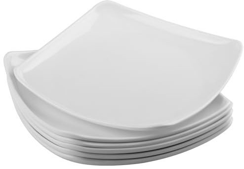 imposyu Set Piatti da 6 Persone Piatto da Portata Rettangolare 23,9 x 3,3 cm Piattino Dessert Piatti Quadrati Bianchi per Dessert e Antipasti, ecc