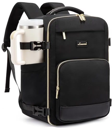 LOVEVOOK Ryanair Cabin Bags 40x30x20, Underseat Carry On Backpack for Women, 24L Travel Backpack Fit EasyJet, Personal Item Airline Approved Flight Bag - Black