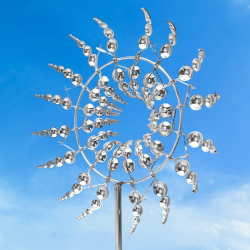 Magische Windmühle, Einzigartige Metall Windmühle,Einzigartige und Magische Windrad, 3D Metall-Windrad Windspinner Spinner Skulpturen Windfänger für Außenterrassen, Patio Rasen, Garten