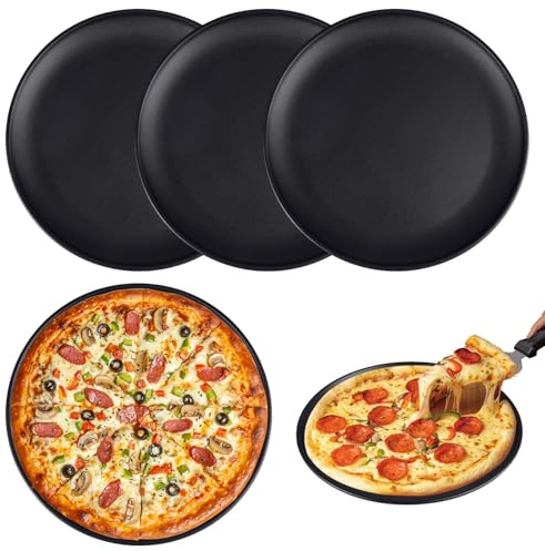 4 Stk Rund Pizzaform,26cm Edelstahl Rund Pizzaform mit Antihaftbeschichtung