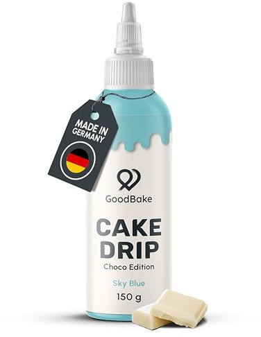 GoodBake Cake Drip Choco 150g Himmelblau | Schokoglasur zum Dekorieren | Kuchenglasur zum Verzieren von Torten, Cup Cakes & Keksen, glutenfrei, Tortendeko Made in Germany