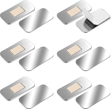 KFHENSOMR 6 PCS Ultra-Thin Cabinet Door Magnets Door Catch No Drilling | Stainless Steel, Silent Snap Closure, Strong Adhesive, Heavy-Duty, Cupboards, Drawers, Sliding Doors, Adjustable, Invisible