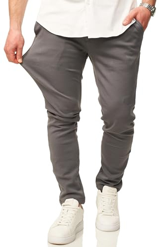 behype. Herren Chinohose mit Super Stretch als Performance Pants in Slim-Fit - Chino Stoffhose Elegant & Casual - Herrenhose Men's Pants BH_C-3055-Dark Grey-W36/L30