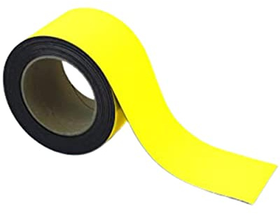 Magnetic Steel Easy-Wipe Tape, Thin & Flexible, Cut to Fit Strip, Magnetic, High Visible Identification. Suitable For All Non-Magnetic Surfaces (Yellow 70mm x 10m)