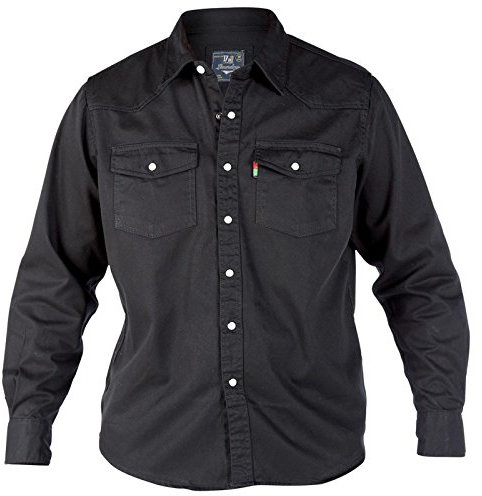 Brandede Duke Denim Shirt Stonewash Western Style Long Sleeves (Large, Black)