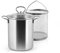 HOME Asparagera Inox Anita Coperchio Cest 16X21 Preparazione Cibi, 4.2 Litri, Inossidabile, Acciaio/Trasparente