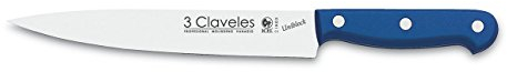 3 Claveles Uniblock - Cuchillo Filetear profesional 20 cm, Acero Inoxidable, mango ergonómico Azul, para filetear pescado