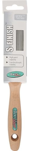 Axus Decor S-Finish Paint Brush (Grey Color) - 1.5/38mm - For All Paints, Synthetic Filaments, Birchwood Handles, Rust-Resistant Stainless Steel, Compatible with Brushmate vapour boxes