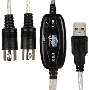 Câble MIDI USB adaptateur convertisseur pour connecter un clavier Organo à PC Mac 2256