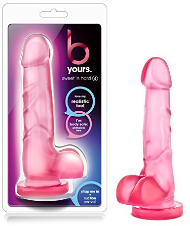 Blush B Yours: Sweet N' Hard 7 Dildo ~ 1.5 Wide Veiny Realistic Dildo w/Balls ~ Suction Cup Harness Compatible ~ G-Spot Vaginal Anal Pegging Play Luxury Sex Toys Penis for Women Men Couple ~ Pink