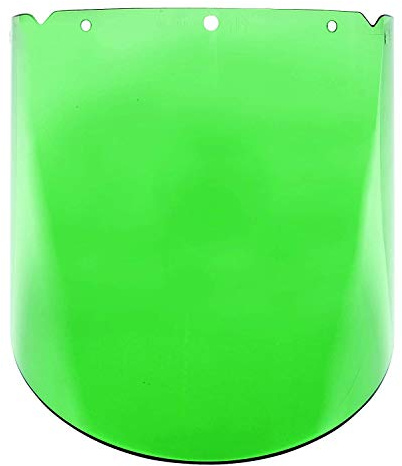 MSA 10115845 V-Gard Visor - Elevated Temperature, Polycarbonate (PC), Green Tint with Antifog/Antiscratch Coating, Molded, 9.25 x 17 x 0.098, Heavy Duty, Replaceable Eye Protection for Hard Hat