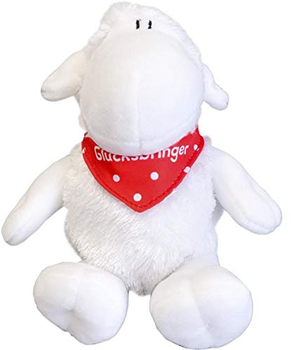 Sheepworld - 45563 - Schaf mit Halstuch Glücksbringer, ca. 18 cm, sitzend!!!, weich und flauschig Plüschtier, 100% Polyester, Weiß/Rot
