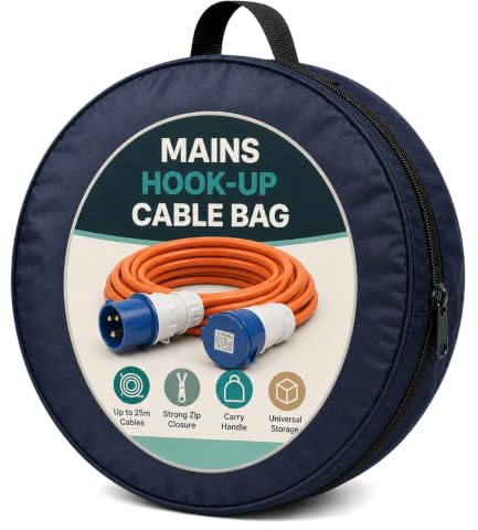 Leisurewize- Mains Hook-Up Cable Bag – Portable Cable Storage & Organizer for Caravans, Motorhomes, EV Charging & Extension Cables with Handle & Zip Closure