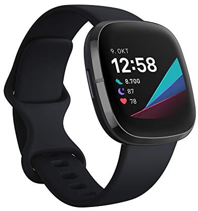 Fitbit Sense Advanced Smartwatch with Tools for Heart Health, Stress Management & Skin Temperature Trends, Carbon / Graphite Stainless Steel