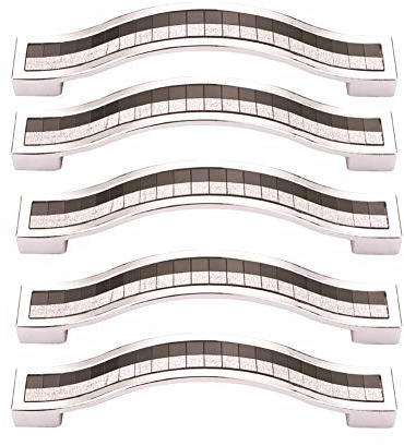 BOZONLI 5 Pack Strass Kristall Schrank Griffe Möbelgriffe Schrankgriffe (96mm, Schwarz)