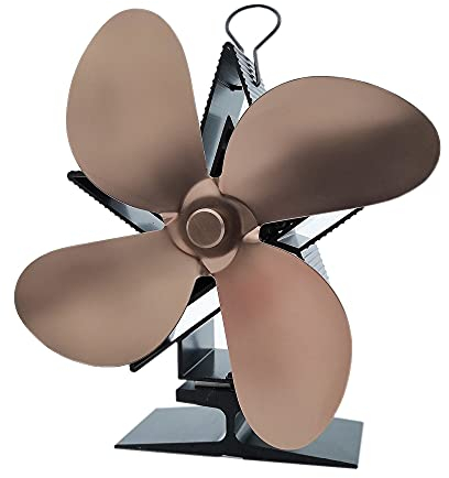 MBLUE Home Fireplace Fan 4 Blades Fireplace Fan Heat Powered Heating Stove Fan Fireplace Fan Wood Stove Fireplace Fan Heating Fan (Vintage Copper)