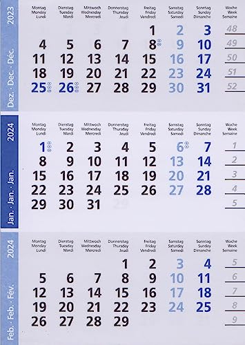HiCuCo Kalendarien (magnetische Kalenderblöcke - blau) für 2 Jahre (2025+2026) passend für Tischkalender Edelstahl TypC/E/P