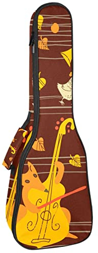 Ukulele Koffer Füchse Spielen Geige Ukulele Tasche 23 Zoll 10Mm Gepolsterte Für Sopran Tenor Konzert Ukulelen