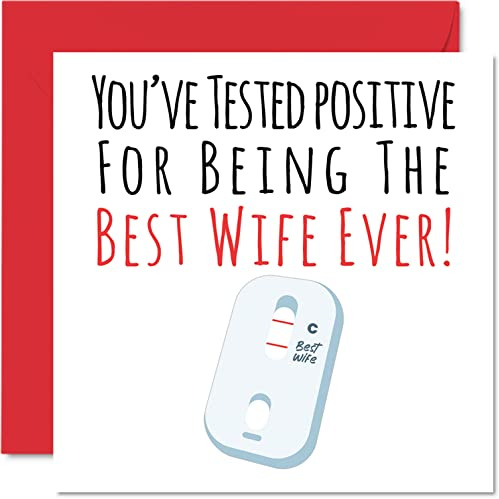 Stuff4 Lustige Geburtstagskarten die Ehefrau, Postive Best Wife Ever | Witz Karte Ehefrau vom Ehemann Ehefrau Geburtstagsgeschenk 145 mm x 145 mm Valentines Jahrestag Grußkarten Geschenk