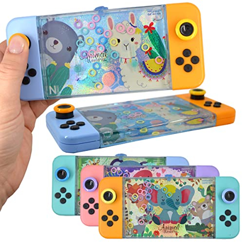 LG-Imports Geduldsspiel Wasser Tiere Glitzer Ringe Kinder 3 Stück Wasserflipper Animals Handheld Bunt 17cm Mitgebsel