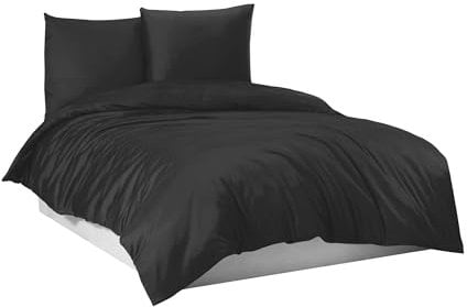 Mixibaby Bettwäsche Bettgarnitur Bettbezug Baumwolle 135x200 155x220 200x200 200x220, Größe:200 x 220 cm, Design Bettwäsche:Schwarz Uni