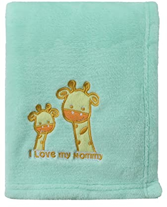 CREVENT 75 x 100 cm leichte, gemütliche, Flauschige, warme Fleece-Decke für Kinderwagen, für Mädchen, Jungen, Kleinkind, Kinderbett, Kinderbett, Kinderwagen – Grüne Giraffe