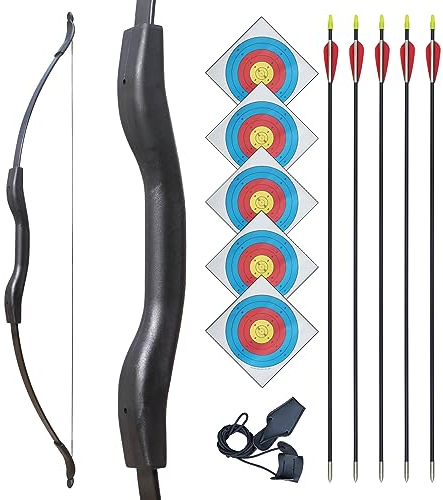 DD&Qarchery Recurvebogen Pfeil und Bogen Erwachsene 53'' Sportbogen Set für Einsteiger Traditionelles Langbogen mit Bogenschießen Zubehör (40LB)