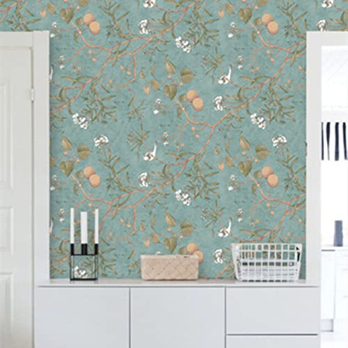 SWECOMZE Tapete Selbstklebend Vintage Blumen Selbstklebende Tapete Klebefolie Möbelfolie, Dekofolie mit Blumenmuster für Möbel Wohnzimmer Küche 45cm (#1,45x200cm)