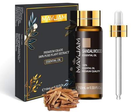 MAYJAM Sandelholz Ätherisches Öl 10ML, Sandelholzöl für Diffusor, Luftbefeuchter, DIY, Home,Wardrobes