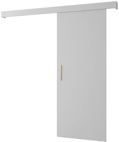 ABIKSMEBLE Salwador 1 Sistema de Puerta Corredera con Cubierta de Riel - Puertas Corredizas de Pared Interior - Puertas Empotradas en el Ático - Construcción Sólida - 90 x 204 cm - Blanco