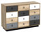 Vente-unique - Commode Krypton - 3 tiroirs et 3 Portes - Coloris : chêne, Blanc et Gris