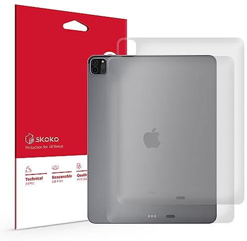 skoko Schutzfolie für die Rückseite, kompatibel mit iPad Pro 12.9 4/5/6 Generation, transparente, matte Abdeckung, scheint wie Displayschutzfolie, ultradünn, kompatibel mit allen Hüllen, 2 Stück