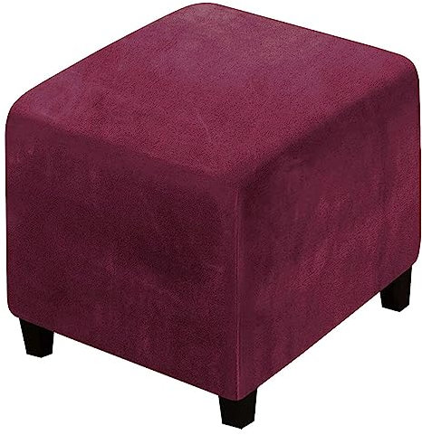 XGANGM Maßgeschneiderte Samt Ottomane Schonbezug Hockerbezug Quadratisch Klein/Mittel/Groß Stretch Husse Hocker Sofa Überzug (kontaktieren Anpassung),Rotwein,1small