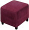 XGANGM Maßgeschneiderte Samt Ottomane Schonbezug Hockerbezug Quadratisch Klein/Mittel/Groß Stretch Husse Hocker Sofa Überzug (kontaktieren Anpassung),Rotwein,1small