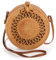 Okllen Sac rond en rotin pour femme, sac à bandoulière en paille tissée à la main de style bohème pour les vacances d'été, marron