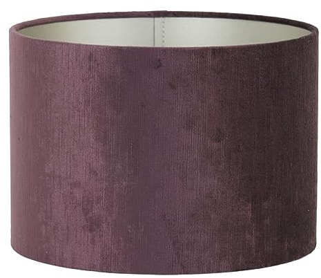 Lampenschirm Zylinder in Velours Aubergine für Tischleuchte Tischlampe 25-25-18