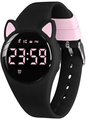 aswan watch Montre Digitale Enfant avec Chronomètre, Eclairage, Alarme, Date,Podomètres Marche Non Connecté-Montres Sport pour Fille Garcon avec Bracelet en Silicone
