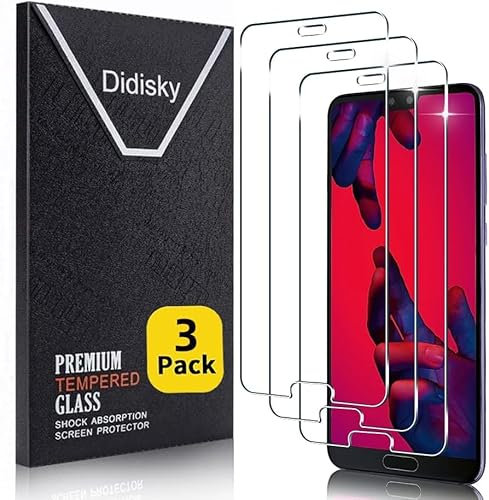 Didisky Lot de 3 Protecteur Verre Trempé pour Huawei P20 Pro, Film Protection écran, dureté 9H, Pas de Bulles, Haute définition