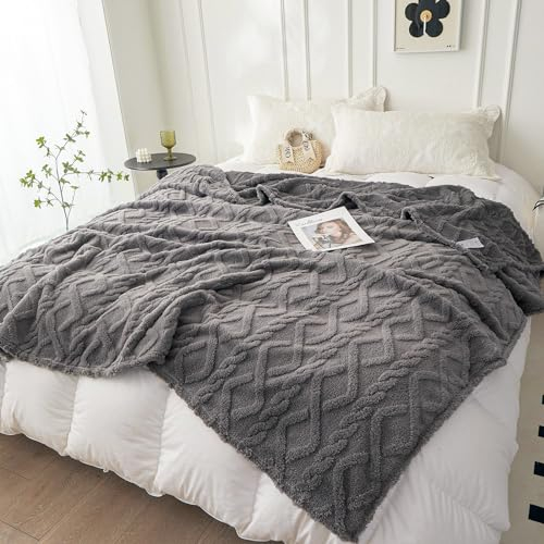 QOFLY Kuscheldecke Flauschig Decke Grau - Fleecedecke 200x230 cm XXL Große Warme Couchdecke, Kuschlige Wohndecke Weich als Sofaüberwurf Blanket Sofadecke Bett für Winter