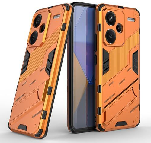 UPLAI Funda para Xiaomi Redmi Note 13 Pro+ Plus 5G, Ultra Delgado Antigolpes Armadura Carcasa con Soporte Oculto, Duro PC + Suave TPU Duradero Estuche Caso.Naranja