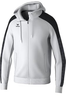 Erima Unisex Kinder EVO Star Trainingsjacke mit Kapuze (1032408), weiß/schwarz, 140