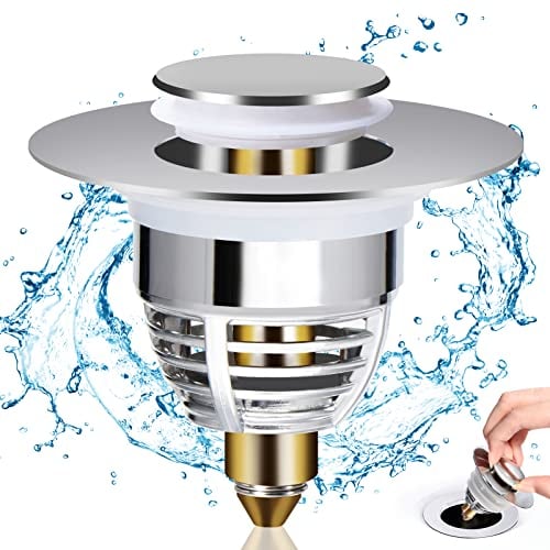 Diboniur Bonde de Lavabo, Bouchon Baignoire Universel Pop-Up avec 2 Joints pour Baignoire, Cuisine, lavabo (Orifice de vidange 32-42 mm)